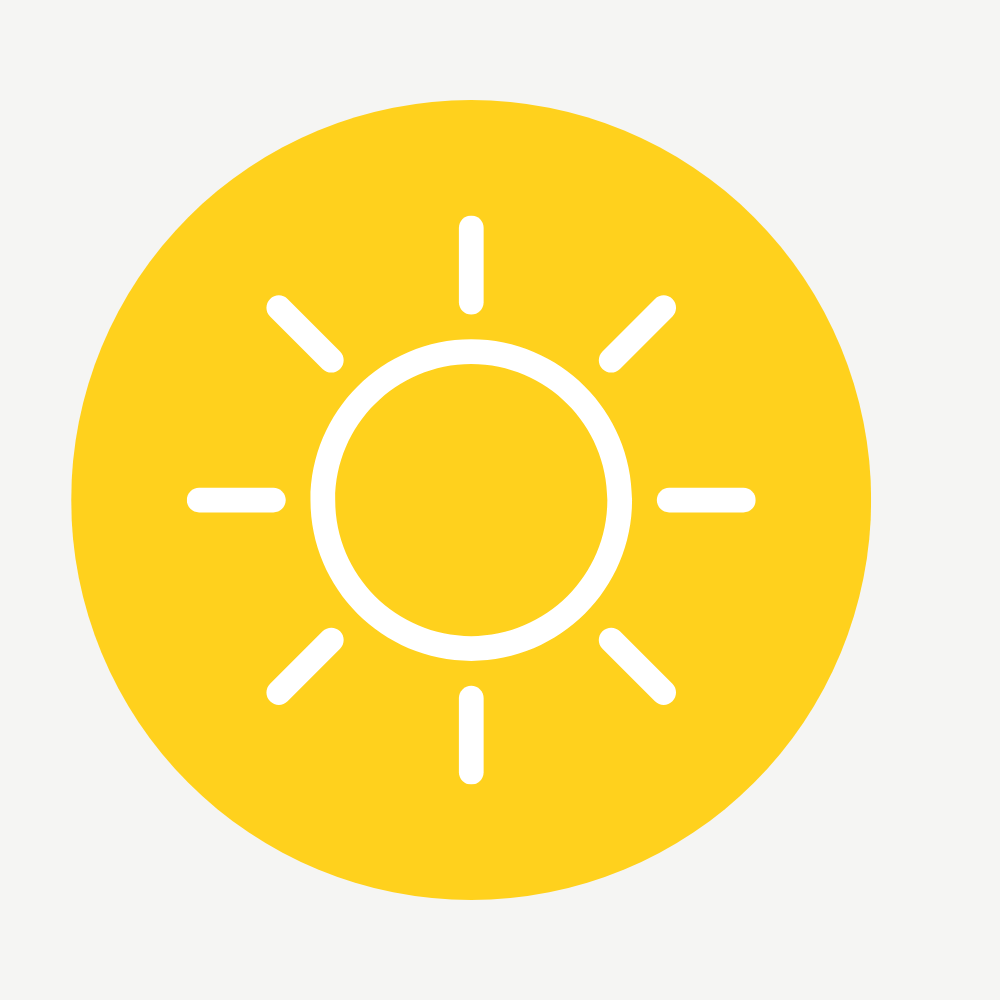 Round yellow sunlight icon 