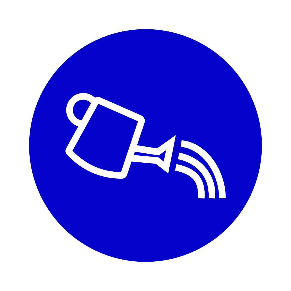 Blue circle with watering icon